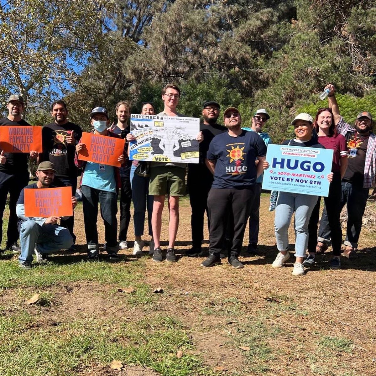 CA_WFP's tweet photo. We’re getting out the vote for @HugoForCD13 for Los Angeles City Council District 13! We’ll get there #OneVoteAtATime with @toddgrinnell 😉✊ https://t.co/E8XmUGwGwG