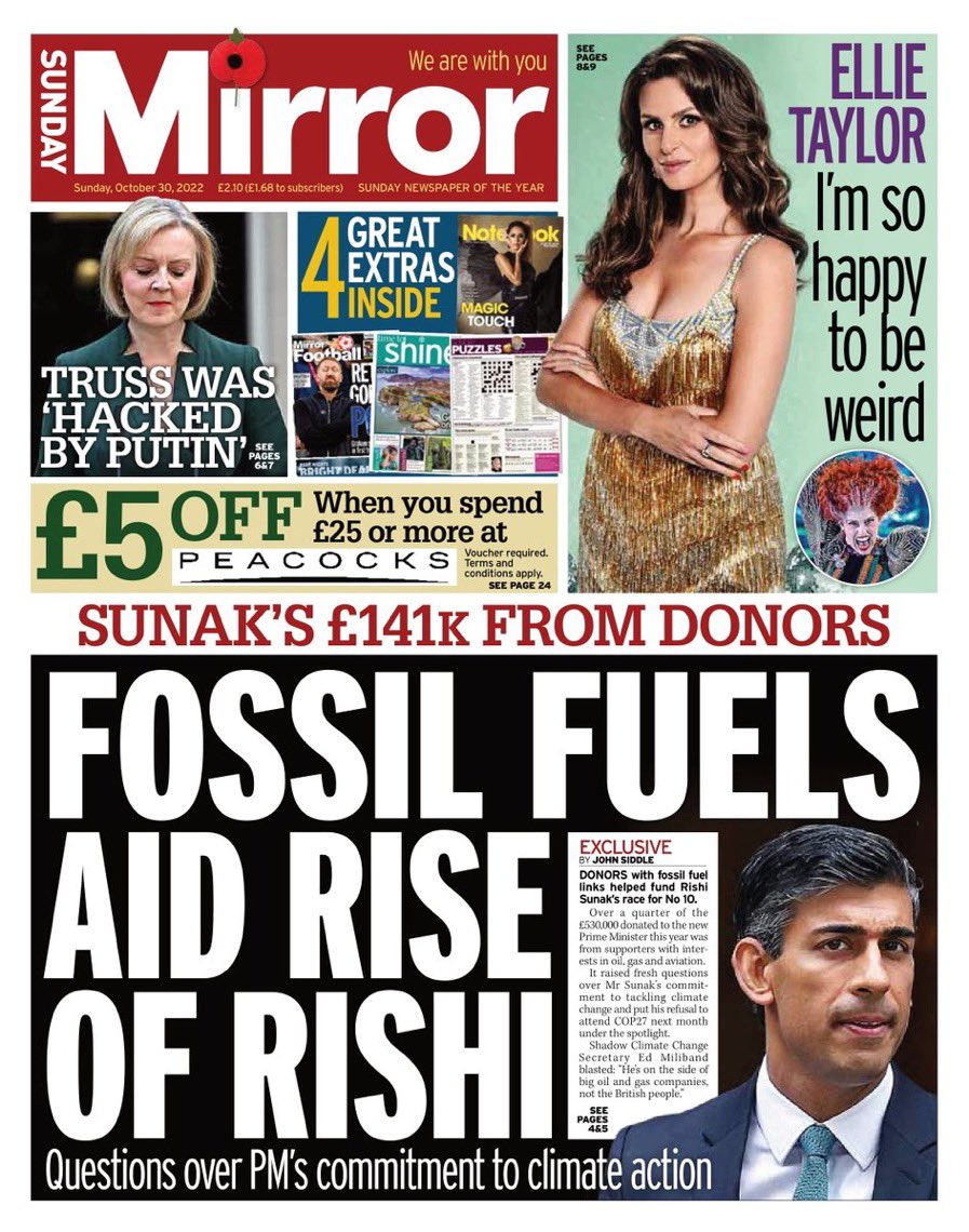 @GOV2UK I’ve just got one message for Rishi Sunak do you effing job cos you’re making a laughing stock of this country yet again. Thérèse Coffey environmental secretary was asked what do you do to help the environment answer reusable cups what a Joke. #ToriesOut115 #COP27 #SackBraverman