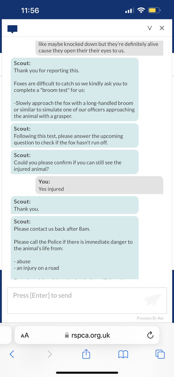 Ok <a href="/RSPCA_official/">RSPCA (England & Wales)</a> .. thank I’ll check in with the dying animal in 8 hours. I’m still he’ll be happy to wait