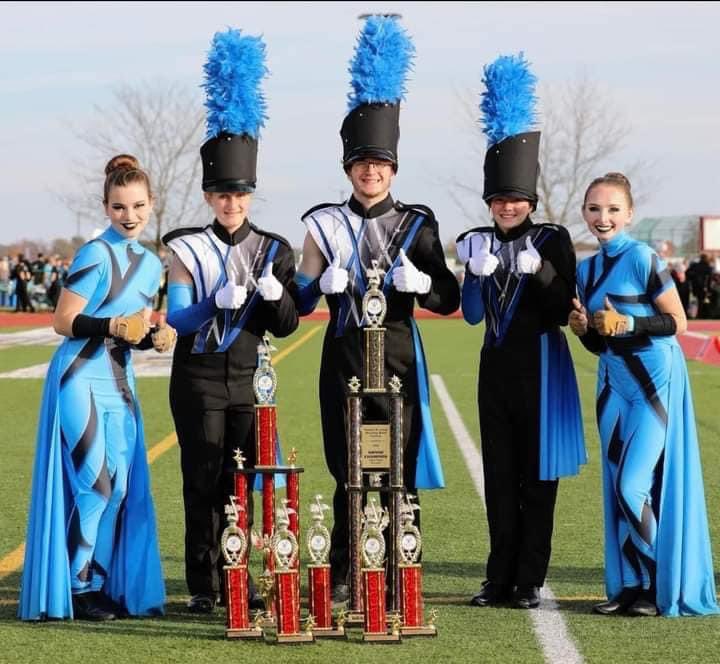 A_Spaunhorst's tweet photo. Congratulations @marchingbluejay on your amazing performance today! 1st in class, guard, percussion, visual, and GE, and Grand Champion. What a great way to finish the 2022 marching season! #guardmom #prideofwashington https://t.co/xkIuttSHjV