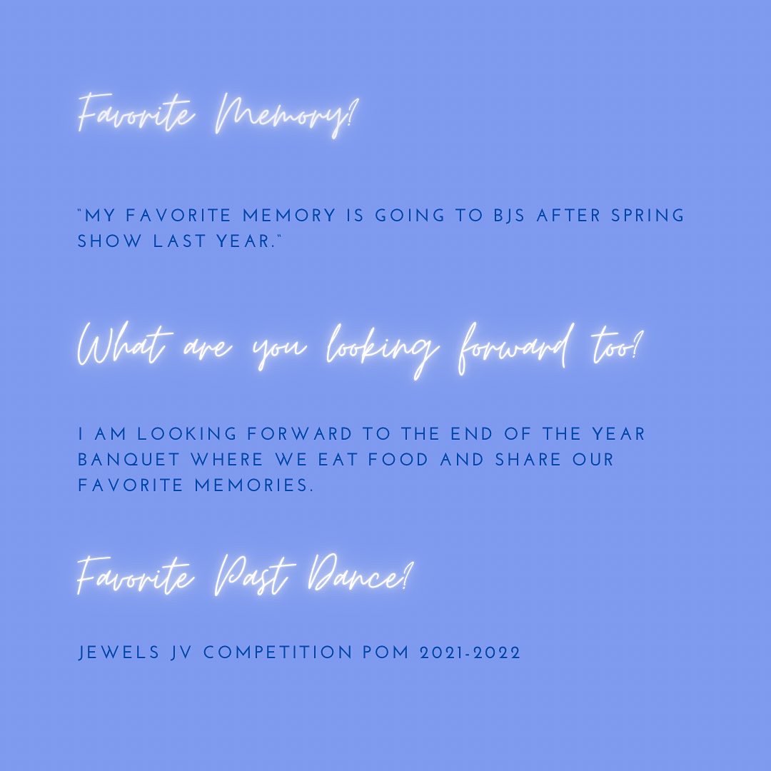 ✨SENIOR NIGHT SPOTLIGHT✨ number four as we countdown to senior night goes to sapphire Morgan Walker! She has been apart of the dance program for four years serving two years as a Gem. We love you so much and hope your senior year is amazing! 💙✨