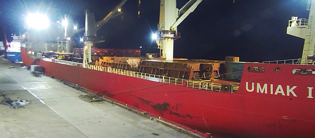 Bulk carrier MV Umiak 1 quayside offloading 11,000mt of product for Vale processing at Long Hr. 
#marinetransportation #Mining #logistics