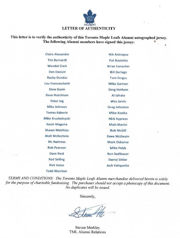 ShackletonsREAS's tweet image. Toronto Maple Leaf Alumni Signed &amp;amp; Authenticated @MapleLeafs Jersey 🏒 Includes a Full Authenticated List of the Players who have Signed the Jersey

Bid Now at shackletons.hibid.com/auctions/

#TorontoMapleLeafs #CharityAuction #StratfordPerthMuseum #SignedJersey #TorontoMapleLeafAlumni
