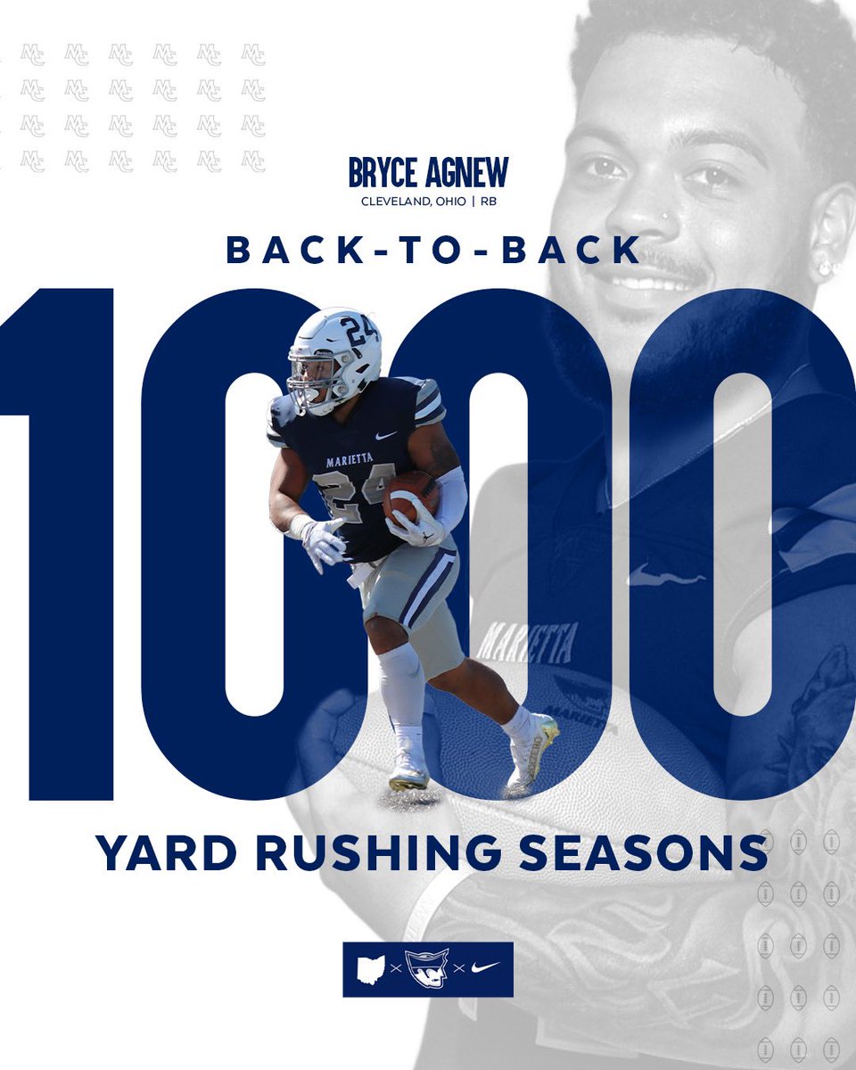With 164 yards on the ground today (not to mention 44 in the air) RB1 @bryce24agnew has eclipsed 1,000 rushing yards in back to back seasons!! Love ya kid - keep being great!! 🔵 ⚪️ 

#FIGHT | #RTDB