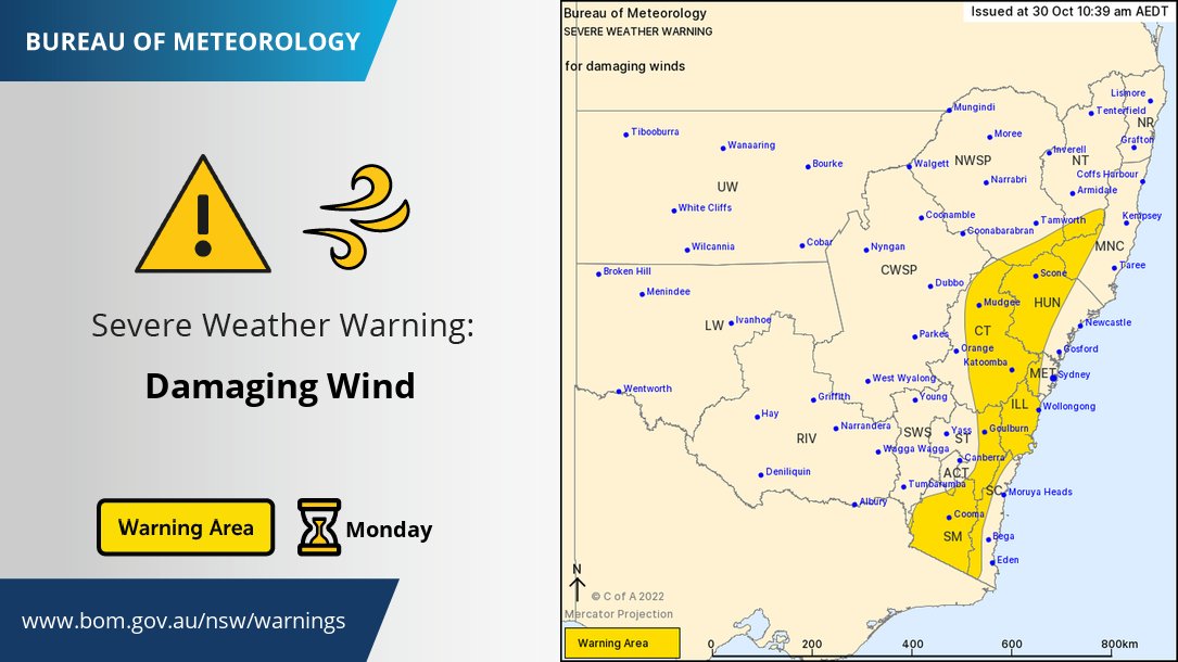 Bureau of Meteorology, New South Wales on Twitter "⚠️ Severe weather warning Damaging