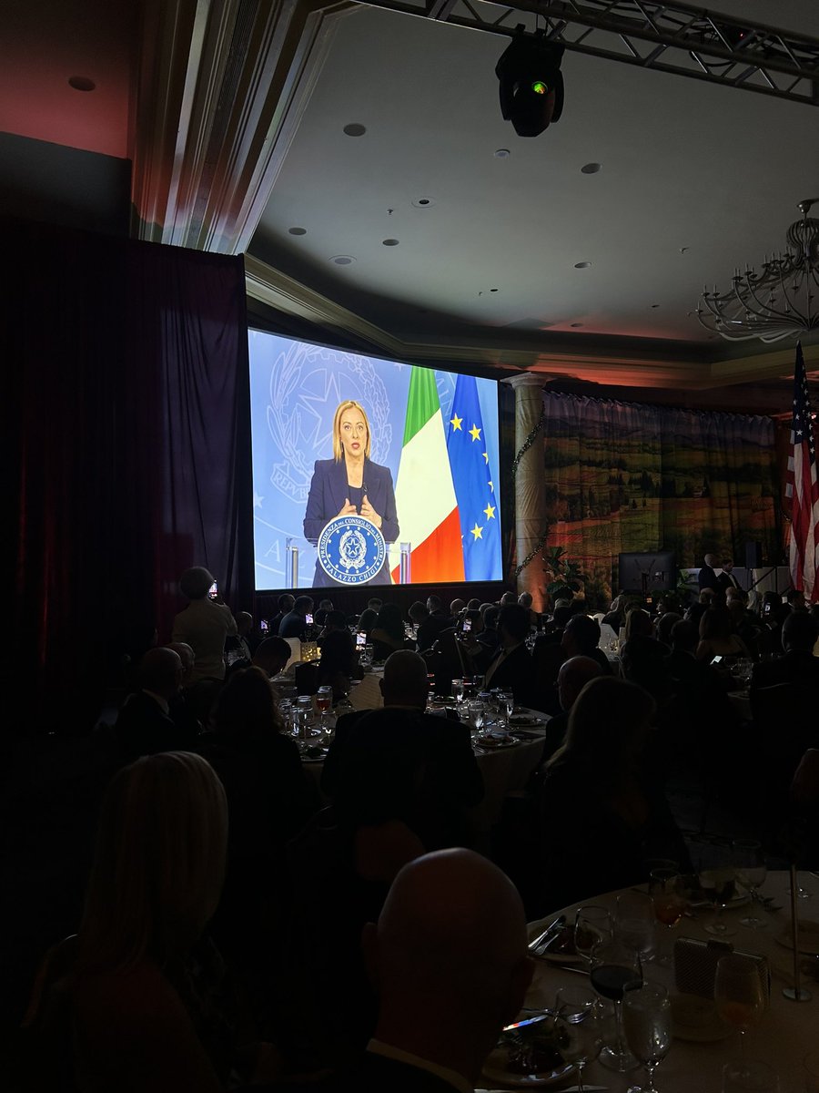 niaforg's tweet image. “I feel a great honor and responsibility to be the first woman to lead Italy,” said newly appointed Italian Prime Minister @GiorgiaMeloni during her first appearance in the US as Prime Minister at the NIAF 47th Anniversary Gala in Washington, DC, via video! @ItalyinUS