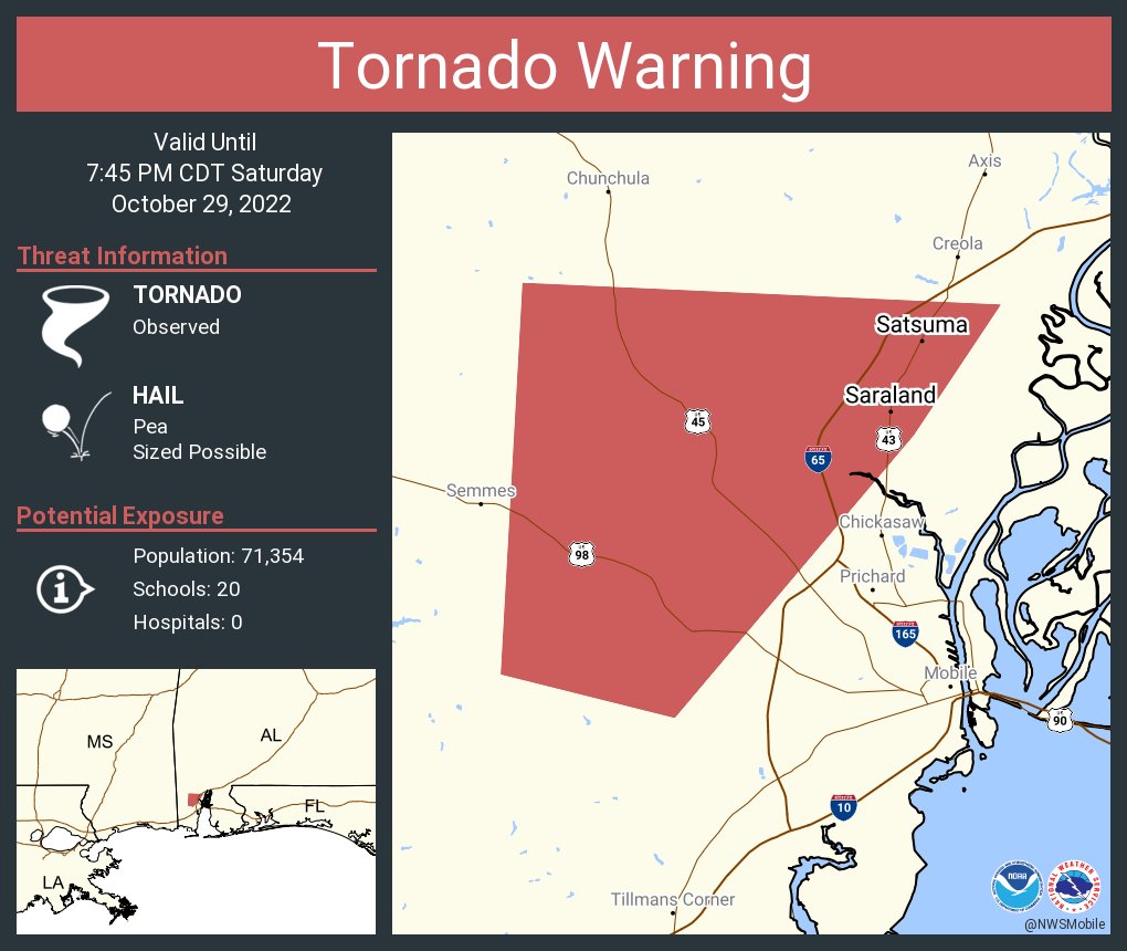 NWS Tornado on Twitter "Tornado Warning continues for Saraland AL and