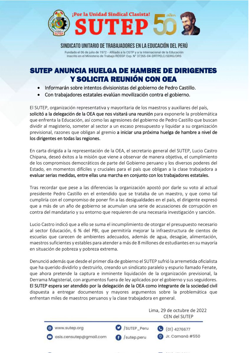 SUTEP On Twitter Frente A Los Atropellos Y Acciones De Hostilizaci n 