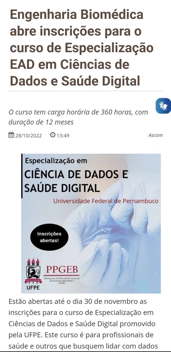 ufpe.br/agencia/notici…

Especialização em ciência de dados e saúde digital!

O valor da mensalidade é até camarada!

@politicaufpe 
@ufpeoficial 
@metodosempauta 
@RanulfoParanhos 
@jasjunior2006