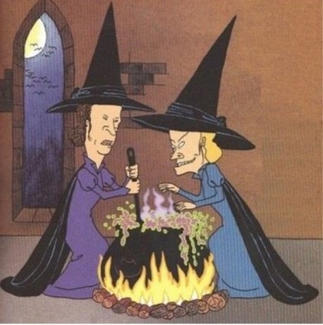 old photo of me and the by's making mushroom tea for halloween