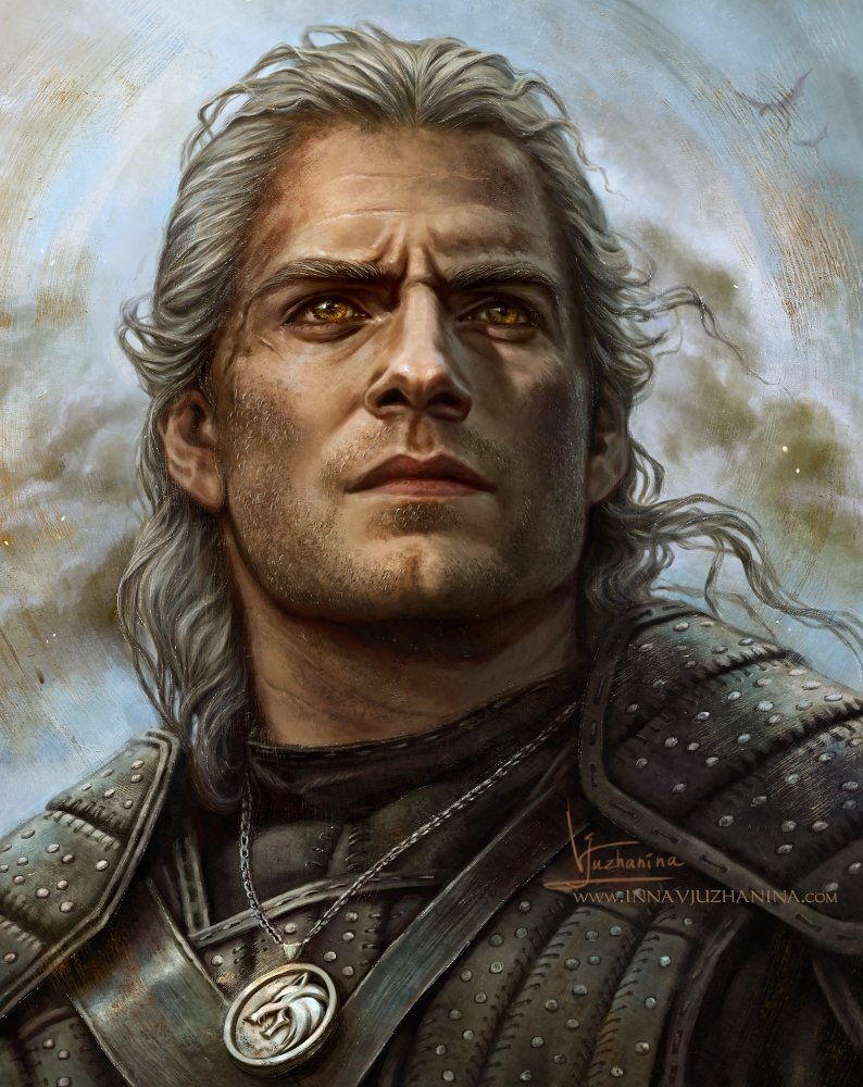 InnaVjuzhanina's tweet photo. RIP Geralt of Rivia 😑 

Henry's Geralt was a masterpiece and the gem of the show at the moments when everything else sucked. 

He was actually one of the very few male characters I was inspired to paint despite having my main art focus on female characters. Ffs... 

#Witcher https://t.co/gOc6SdQEFh