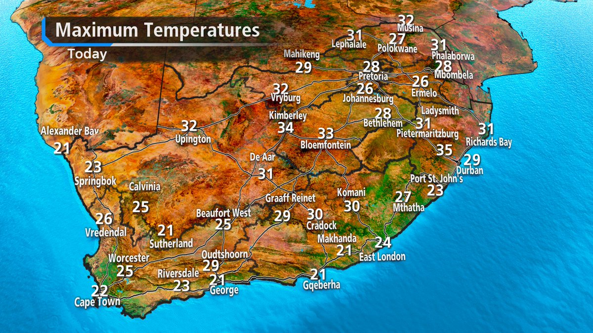 Good morning. Here is the latest #weather outlook for this Sunday and the first part of the coming week. ⚠️ Watch out for severe storms in the #EasternCape today. #sabc #sabcnews #sabcweather #MorningLive