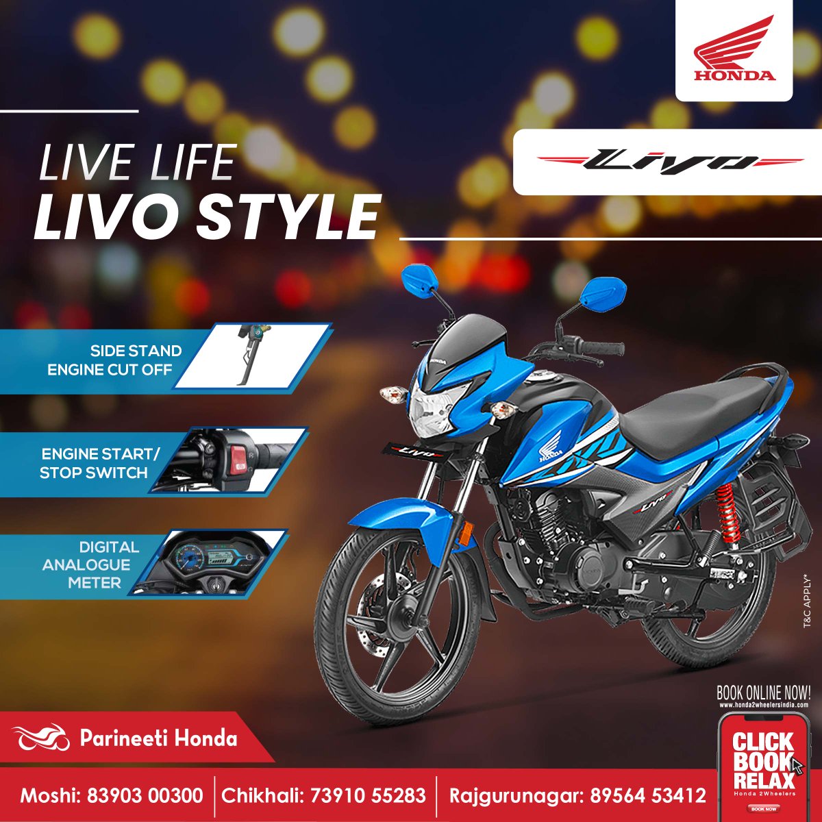 ParineetiH's tweet photo. "Live Life Livo Style"

Features-
Side Stand Engine Cut Off
Engine Start/ Stop Switch
Digital Analogue Meter

📧 Email Id: sales@kothariautowings.com

#Parineetihonda #Honda #Honda2wheel #pune 
#honda #hondalife #hondamo #digitalmeter #engine #newlaunch #Livo #LivoLifeLivoStyle https://t.co/AFmy2uaPok