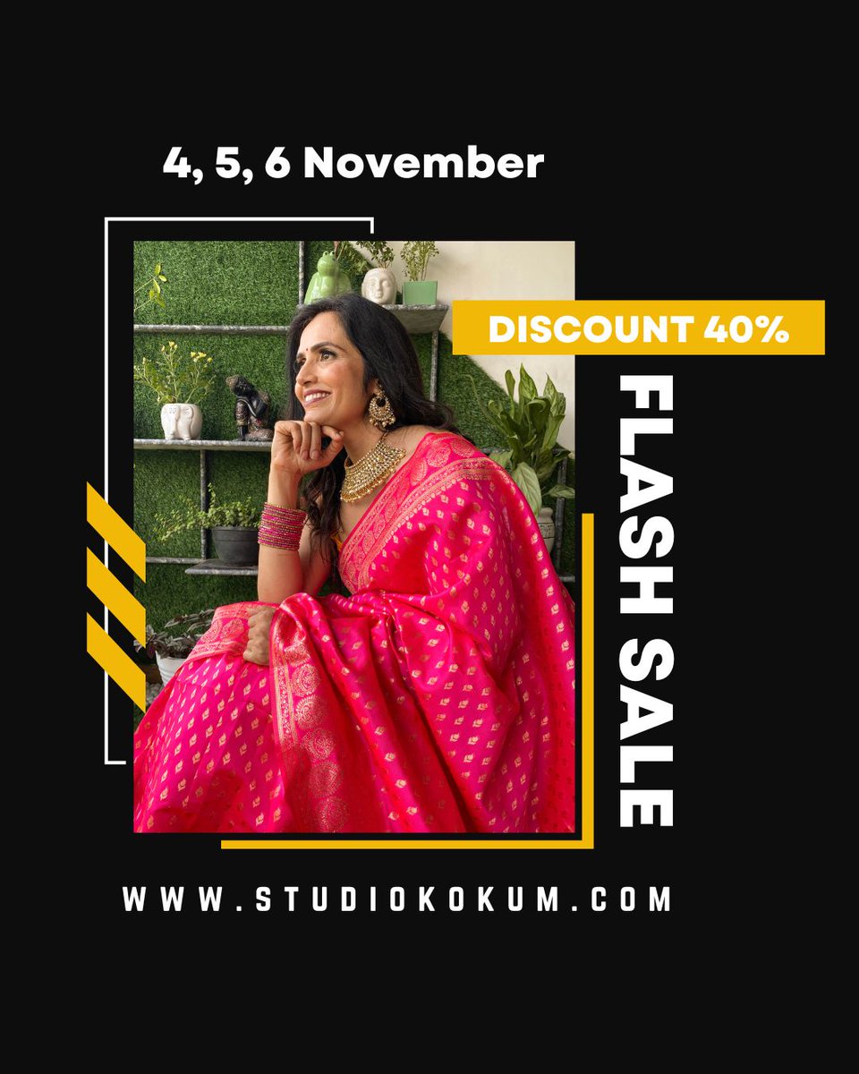 💣 Dhamaka Flash Sale Alert 💣

4, 5, 6 November

Flat 40% discount on entire range 🤩🤩

Hurry up! Mark your calendars!!!

#flashsale #novembersale  #flat40  #dhamakaoffer #buysarees #buyblouses #weddingseasonsale #weavesofindia #supportsmallbusiness #supportlocal #makeinindia