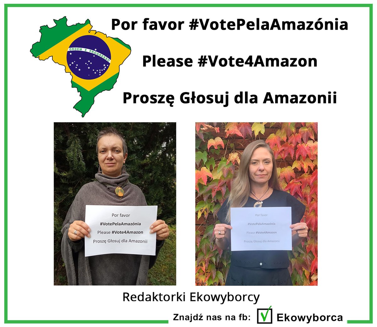 ekowyborca's tweet photo. Today is #brasilelection
Please #Vote4Amazon / Por favor #VotePelaAmazónia
https://t.co/LYGJkRhgU6 https://t.co/TxHmkgtc5n