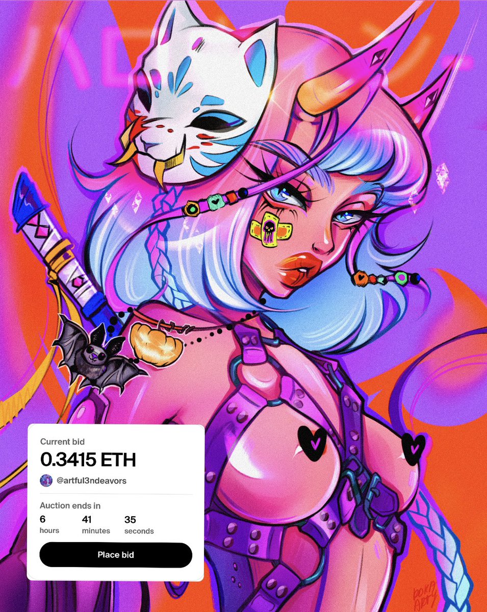 kokaarty's tweet image. Wohoo! GM World💜⚔️❤️‍🔥 Hello Bid War👻🔥👻
Legend @Artful3ndeavors outbid legend @EtherStu 😱🤯

Greg thanks so much for your bid💋
🔥Current 0.3415🔥
Left 6 hours 

LFG!!!!
#KatoKrew #NFT