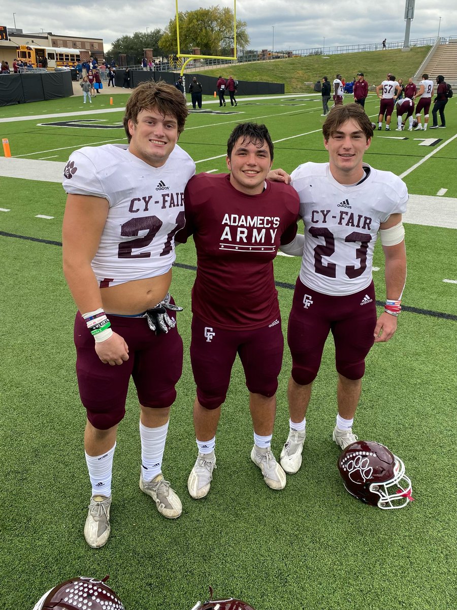 So blessed to have all of these amazing people supporting me and my family during this times. I truly believe God works in many ways, and the amazing friends/family, teammates, and coaches that have been there for me are a prime example of that!🙏❤️
<a href="/BFND_Football/">Cy-Fair HS Football</a> <a href="/cfbobcat/">Adam Chew</a>