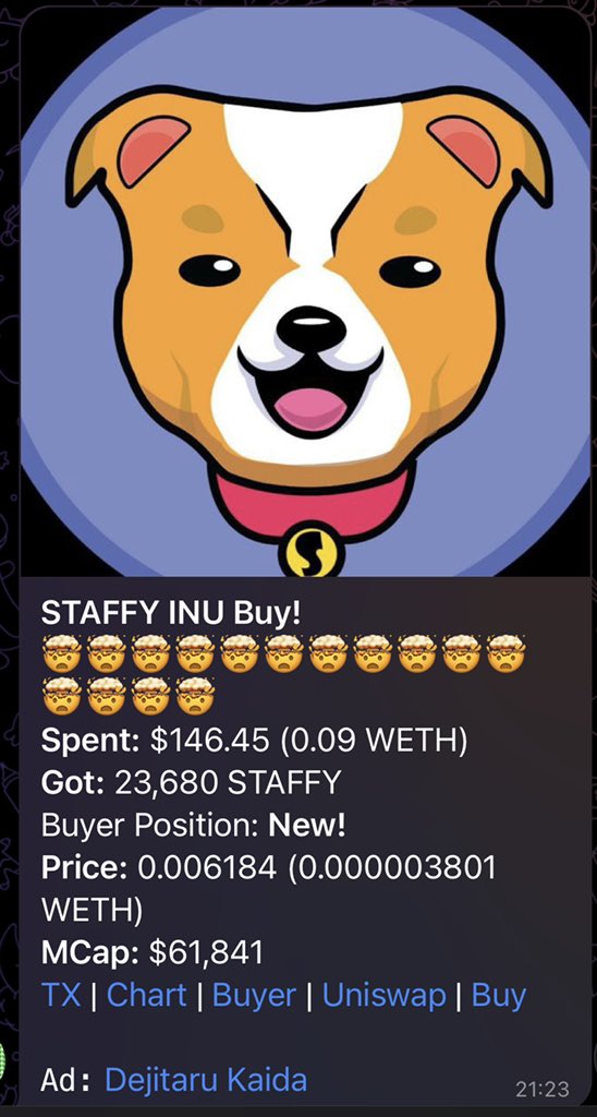$STAFFY is MOVING!

This about to do a $SANI &amp; $DOGE &amp; $SHIB COMBINED….

WAGMI

dextools.io/app/en/ether/p…