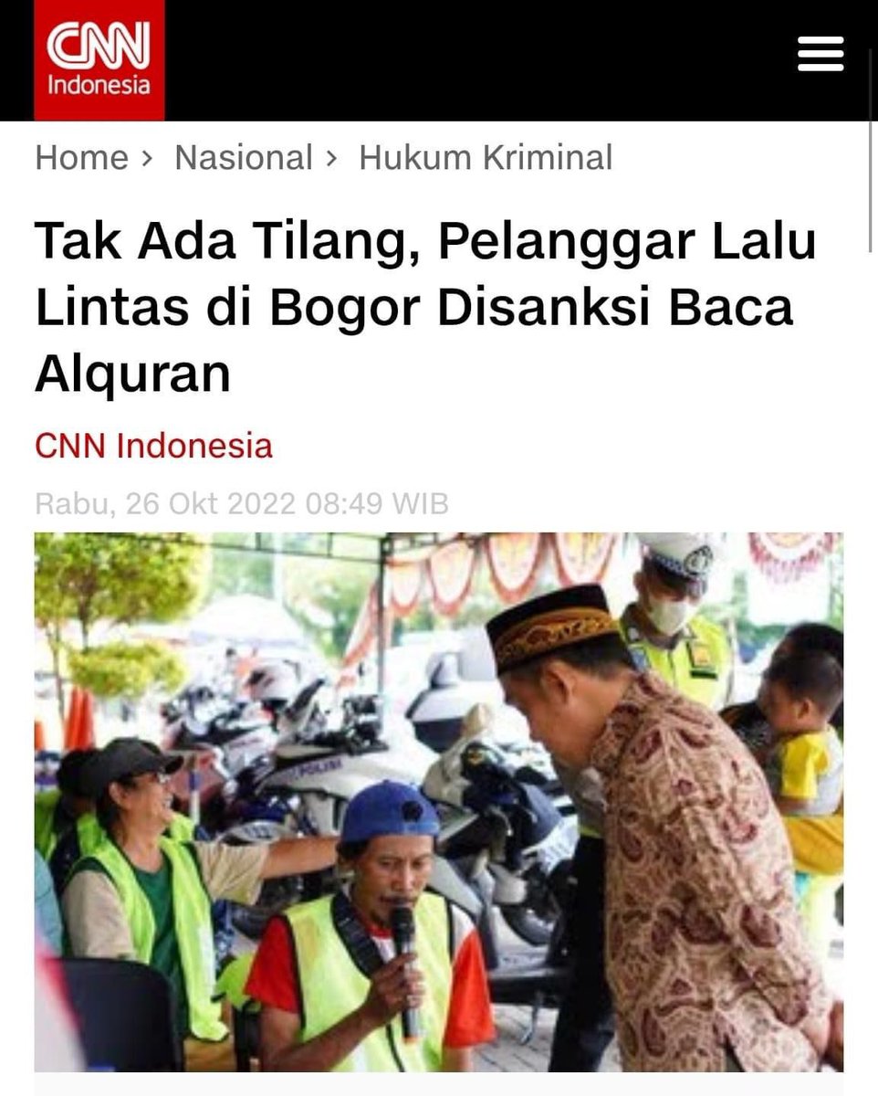 Asumsi pertama: yg sering melanggar lalu lintas itu umat Islam.

Asumsi kedua: yg sering melanggar lalu lintas itu gak fasih baca Quran

Asumsi ketiga: al-Quran itu kitab sanksi, bukan kitab petunjuk

Asumsi ke-4: polisi bebas menentukan sanksi apapun di jalan raya

Benarkah?