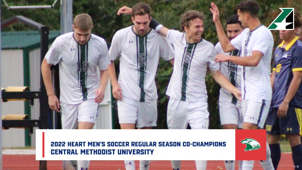 M⚽️, Congratulations to @cmueagles on capturing the No. 1 seed in the upcoming Heart Conference Tournament & earning the 2022 Heart Regular Season Co-Championship. CMU tied with @MVCAthletics for the regular season title! It's CMU's fifth-straight Heart regular season title!