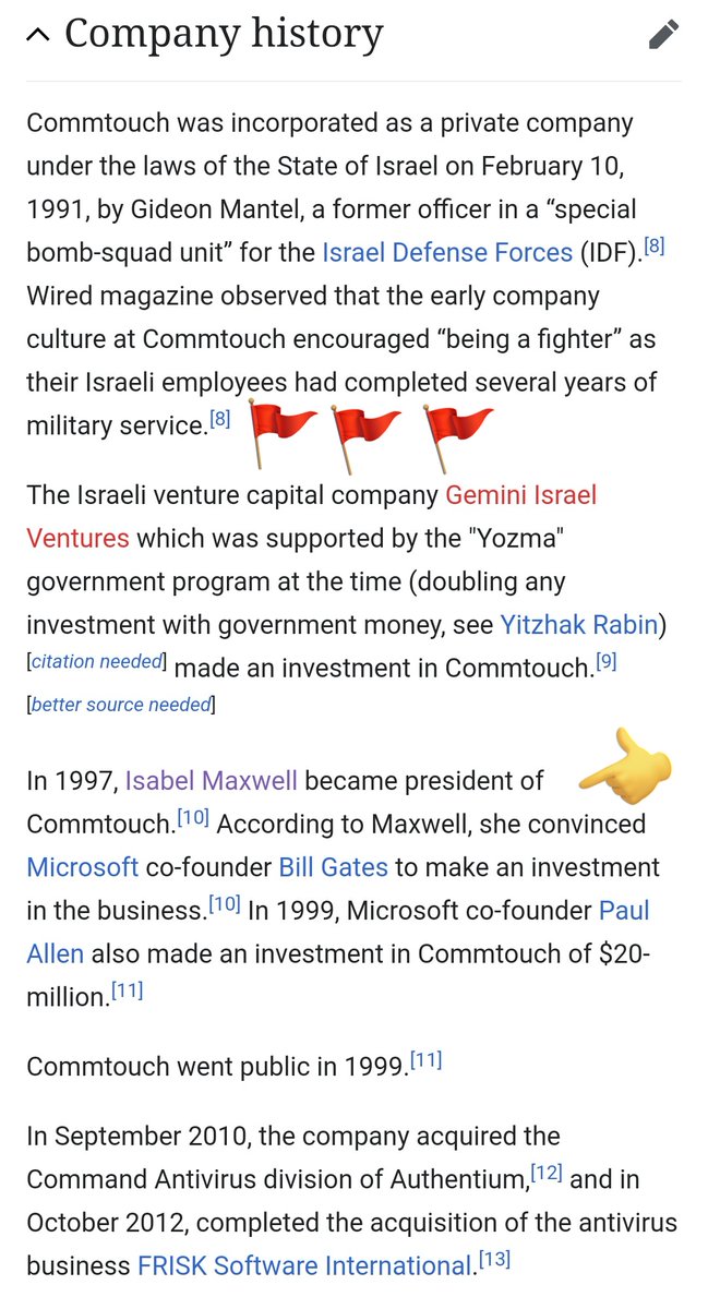 AnonyLives's tweet image. Ghislaine Maxwell has quite the family. Most know about her dad Robert, but Mom and siblings have interesting stories also.
Her Mom Elisabeth Maxwell established the journal Holocaust and genocide studies.
In 1997 Bill Gates invested in Isabel Maxwell company commtouch: 🧐👇