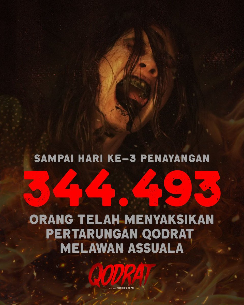 344.493 orang telah menyaksikan pertarungan Qodrat melawan Assuala. Sampai hari ke-3 penayangan.

Siapkan mental, segera amankan tiketnya, tonton hari ini di Bioskop.

#Qodrat