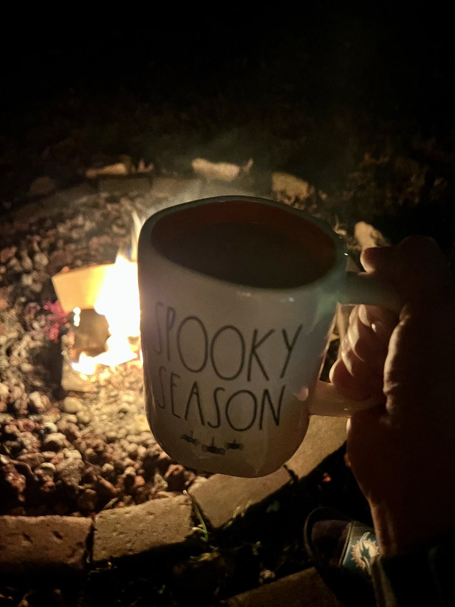 MarcyReads's tweet image. A nice fire, my hubby, some coffee, and a donut! Can’t complain! Hope you’re having a great night!
