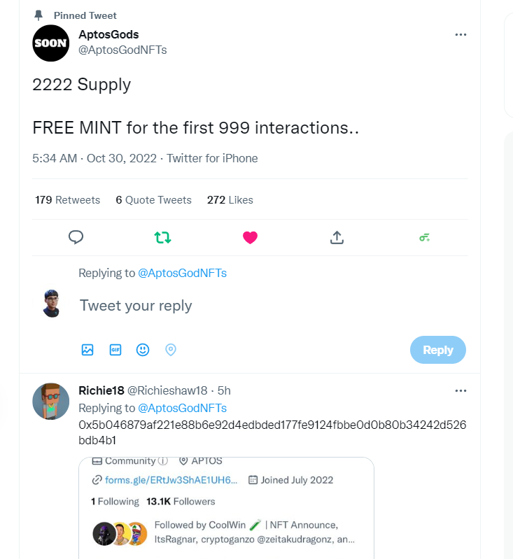 viteup1's tweet photo. @AptosGodNFTs 0xb111a002375233137d7c4057cce576936350c87d3bb365619df1b5fa9d0c0fdc https://t.co/EXCaNsX2Ka