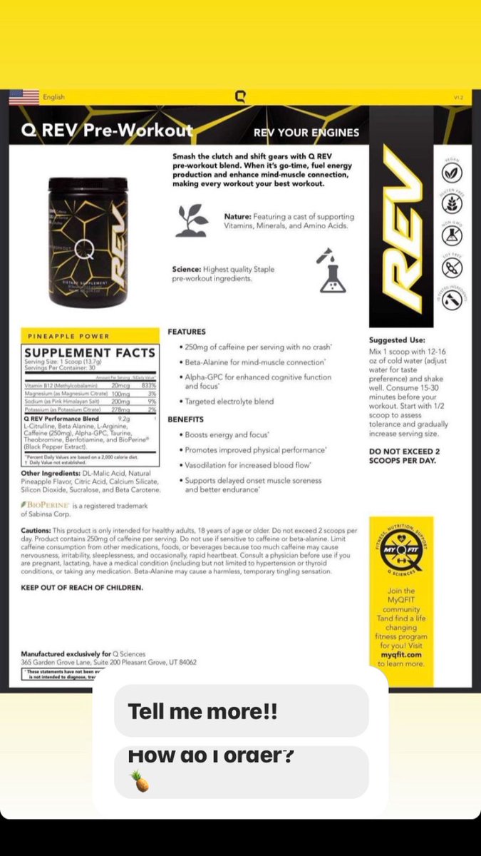 RobinBl02780504's tweet image. Q REV pineapple power pre-workout is here!! Super clean ingredients! No crash!! It tastes so good!!! Get it now!!!! 🍍

shopq.qsciences.com/store/Robinbla…

#preworkout #cleanpreworkout #crossfit #fitness #bestpreworkout #fdaregistered #idcertified #thirdpartytested #gymmotivation