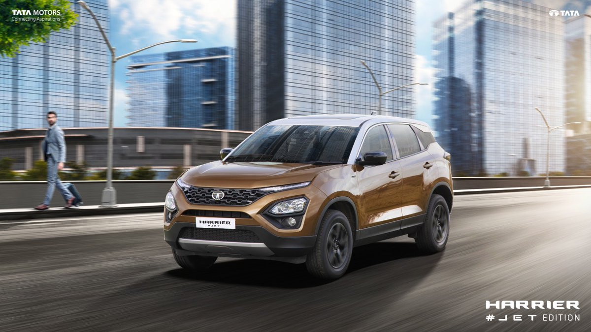 TataMotors_Cars's tweet photo. Cruise with Charisma.​
Ft. Tata Harrier #JET Edition. ​
​
Book your #JET Edition by clicking the link - https://t.co/jG71Ym40gH 
​
#TataMotors #TataHarrier #Harrier #JetSetSlay #TataMotorsPassengersVehicles #IndianSUV https://t.co/vnmn4cjbBd