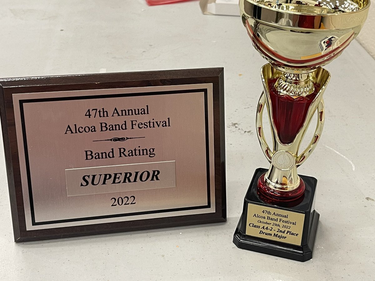 Super proud of these kids! They performed extremely well and received a SUPERIOR rating at the Alcoa Band Festival! Our Drum Majors also received 2nd place! #onewest