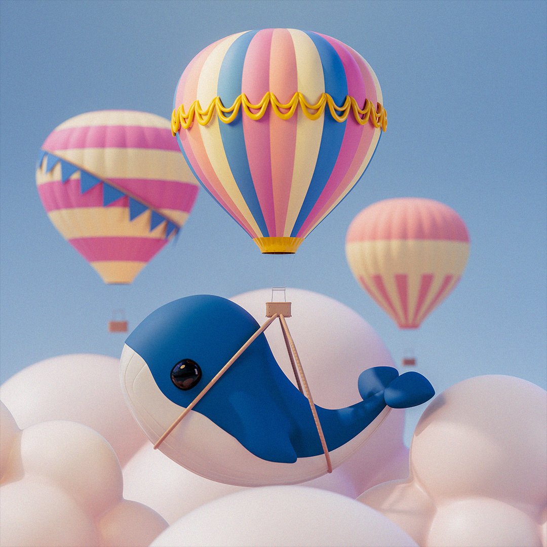 DAY 29 - WHALE 🐳Fun fact - my 3D skills do NOT get better when I'm taking cold medicine. They actually decrease SIGNIFICANTLY. Thankfully I'm feeling more human today, so I'm giving it a go. Fresh content for all! 🎉 #peachtober22 #3D #cuteart