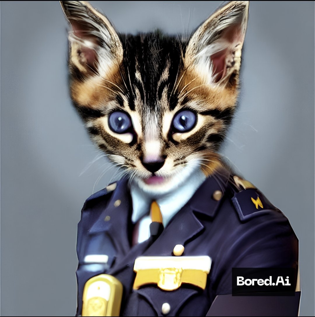 mrpoizonous's tweet photo. Cat police...#catpolice #felines #cats #kittencops #digitalart #digitalpainting #text2art #boredai #mrpoizonous #aiart #ai #conceptart #scifiart #animalart #painting https://t.co/R0FUBbPjxG