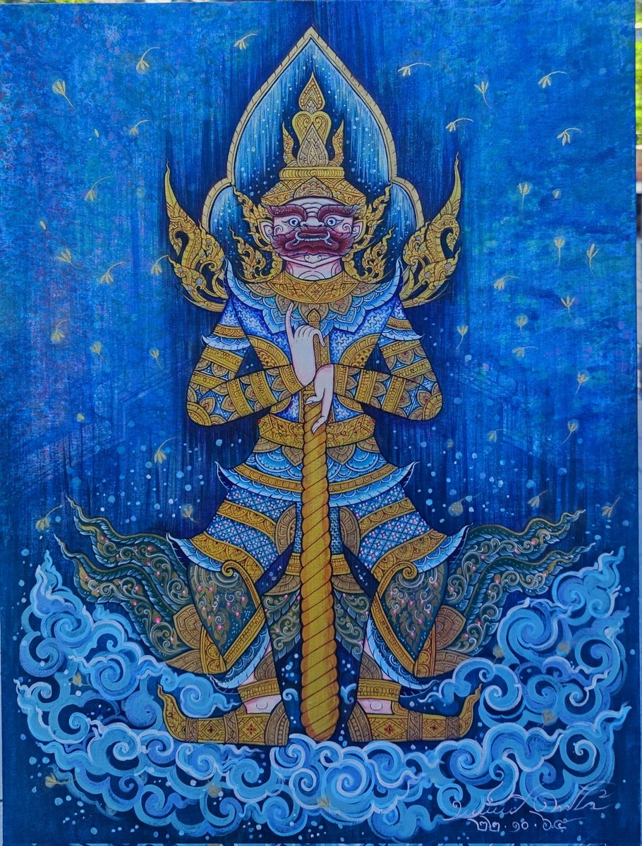 ARTtoU1991's tweet photo. ท้าวเวสสุวรรณ ชั้นมนุษย์ (4/4)
 size 60x80 cm /acrylic on canvas
#art#artist #drawings #piant #monster #thaiart  #workformoney #ท้าวเวสสุวรรณ https://t.co/SOtgzgBmNy