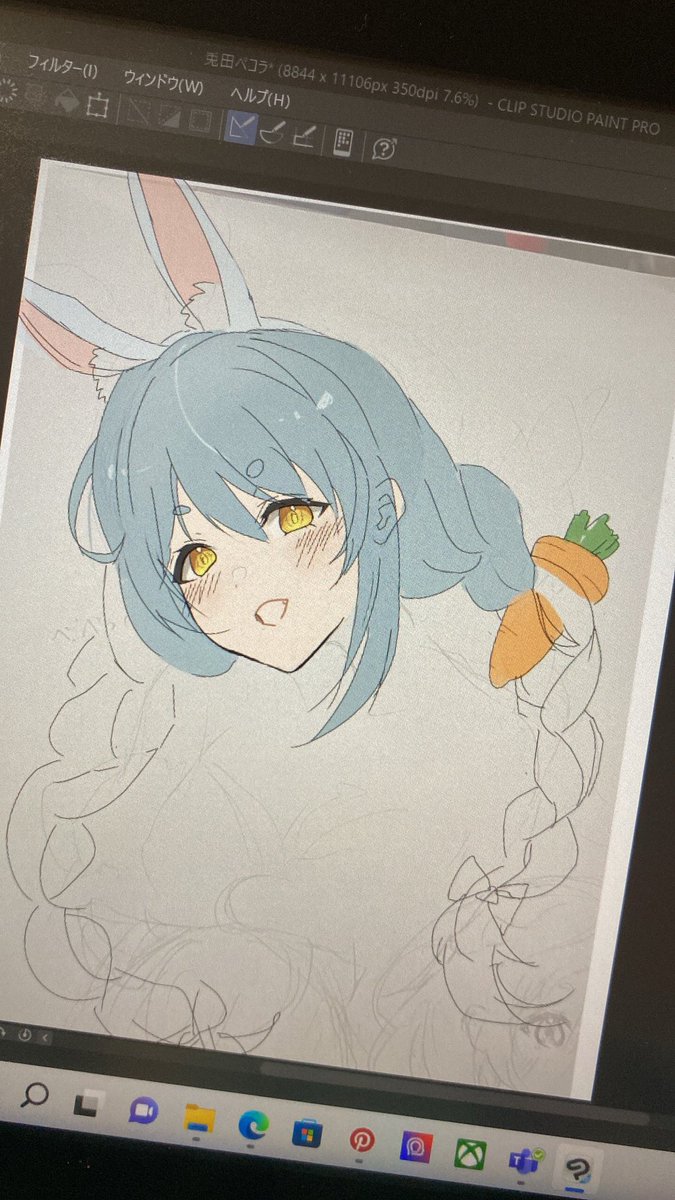 線画途中と色ラフwip🥕
体が良いポーズ思いつかへんん…
