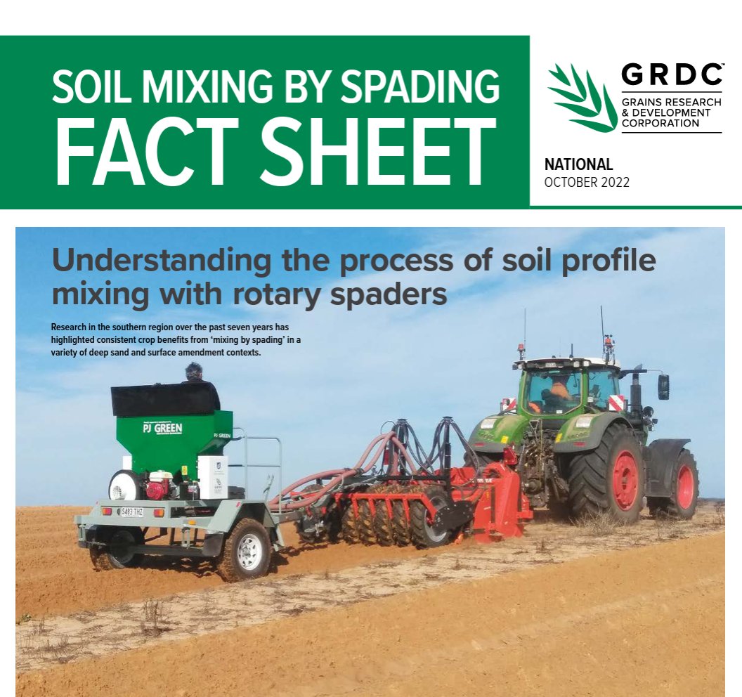 📚 Review the latest insights on soil mixing by spading from our partners at @UniversitySA @CSIRO @SCUonline Read our factsheet on the factors affecting the uniformity of soil profile mixing by rotary spading & implications for paddock operations. ➡️ bit.ly/3f6cy9R