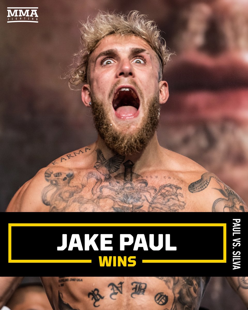 MMAFighting's tweet photo. Jake Paul defeats Anderson Silva to remain undefeated 🥊 #PaulSilva https://t.co/l7MKpufLIr