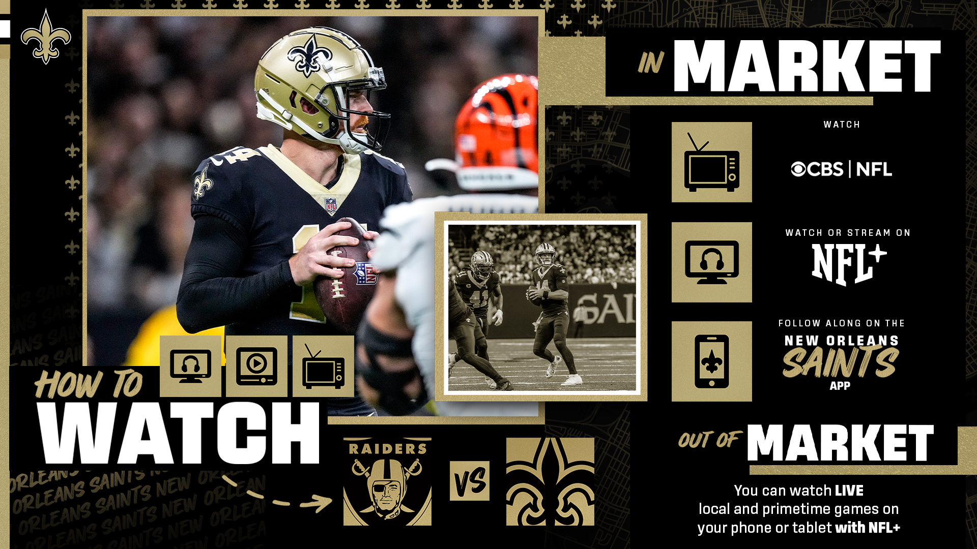 New Orleans Saints on X: 'Ways to Watch Saints vs Raiders 