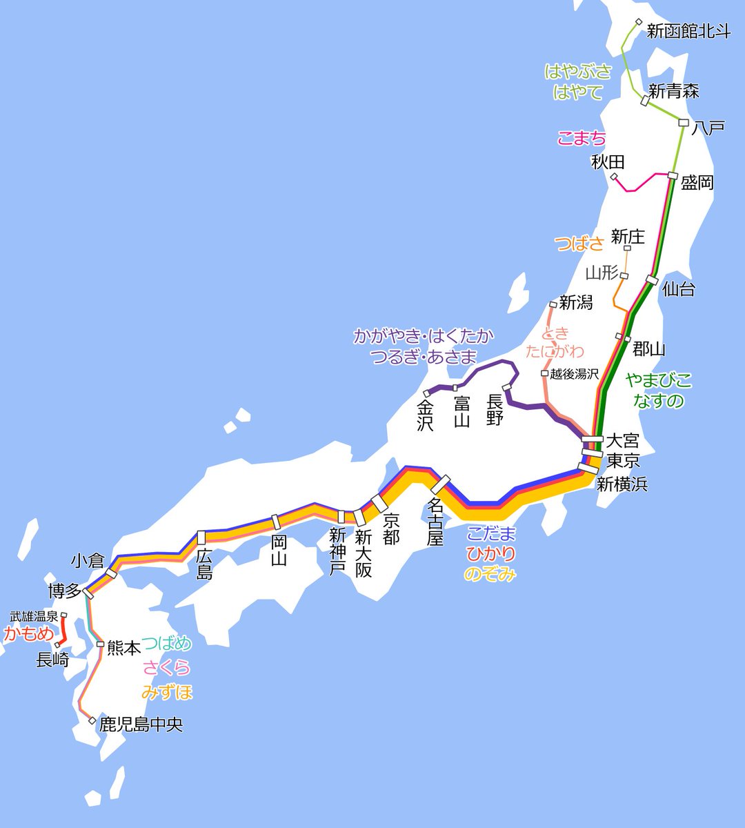 運転用路線図(新大阪~博多間)