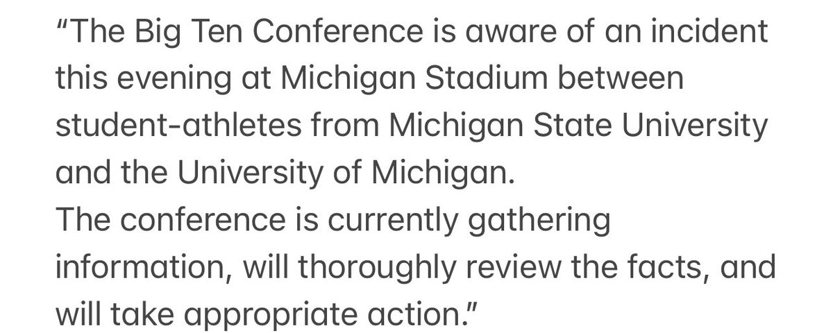 Statement from the Big Ten on Michigan State-Michigan: