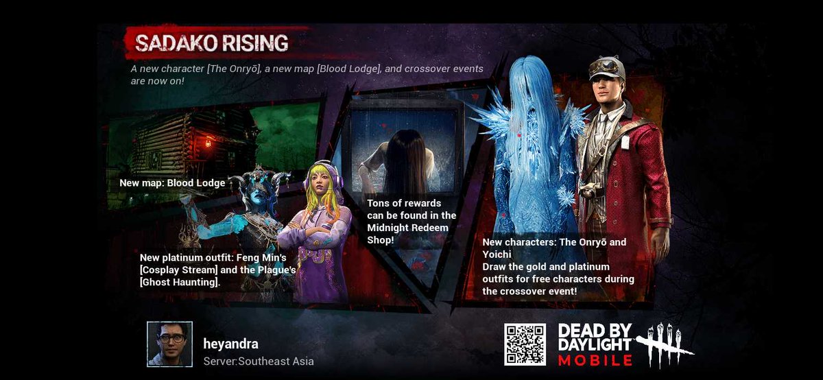 RegarWidya's tweet photo. The hit title Dead by Daylight Mobile has finally launched! Free gold outfit gacha now available! Download NOW! https://t.co/BP1I3bN7z2