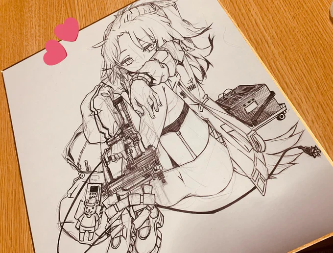 キャリーバッグ買うための支援BOOTHオーダー2枚目の線画でーけた(='∀`)人('∀`=)描き直したけどこっちの方がめちゃかーいいと思うのです☆ミ 