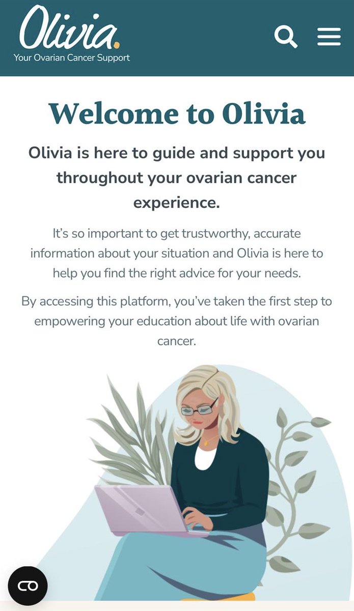 Say hello to Olivia! An outstanding resource for patients with ovarian cancer.
More information: ovarian.gynecancer.org

#gynonc #gynaeconology #oncology #gyneoncologist #gynecancers #ovariancancer