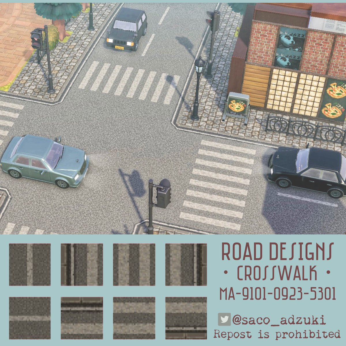 saco_adzuki's tweet photo. ［マイデザイン配布］
❇︎横断歩道と白線❇︎

引用元のマイデザインと組み合わせてお使いください。
白線は駐車場などにも使えます。

#あつ森 #あつ森写真部
#マイデザイン #acnhdesign
#ACNH #AnimalCrossing https://t.co/7wJAHgK9Ou