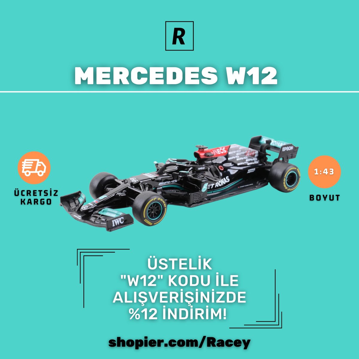 RaceyShop's tweet photo. 🏆 Mercedes'in şampiyon aracı W12 odanıza geliyor! 

⏬ Üstelik "W12" kodu ile alışverişinizde %12 İNDİRİM! 

🛍️ https://t.co/5nQhfEuXhi https://t.co/UKKOg4ZSPb