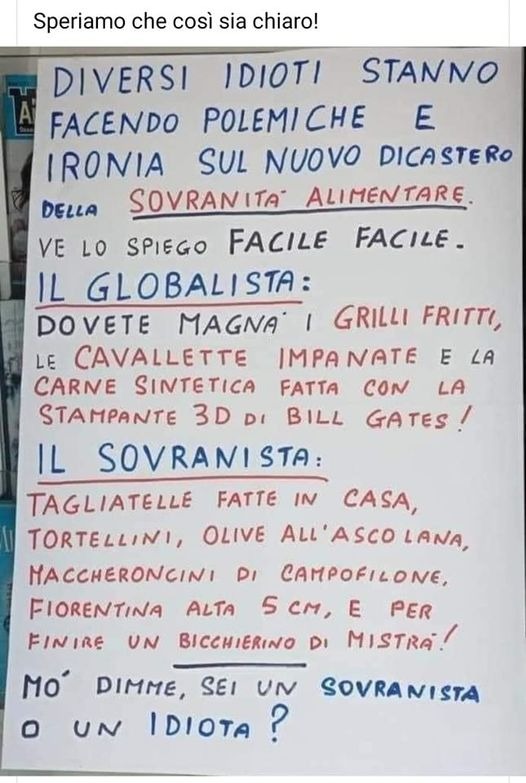 Per chi ancora avesse dei dubbi...
E tu, da che parte stai?
#sovranitàalimentare