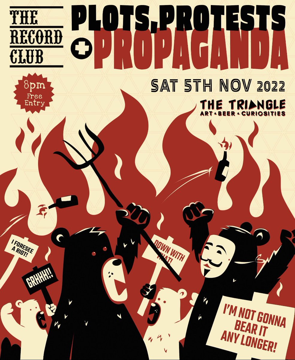Coming up this Saturday 5th November at @shipleytriangle. Come and listen to some records on the theme of Plots, Protests & Propaganda, including your own. Tunes and chat upstairs, great bar downstairs. See you there! #vinyl #records #shipley #bradford