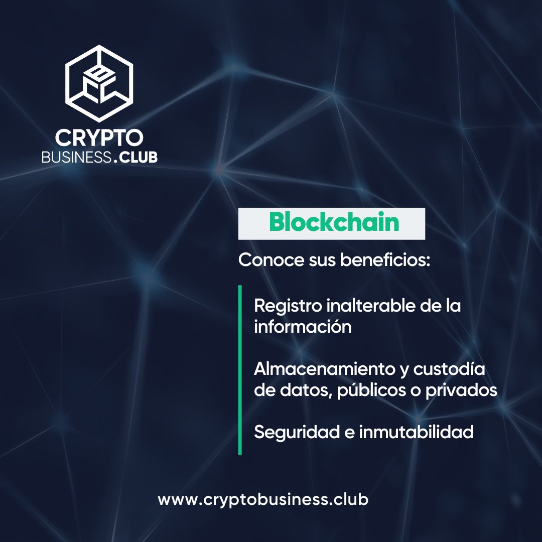 cbc_crypto's tweet photo. La #Blockchain permite el #almacenamiento y custodia de #datos públicos y privados en una red compartida que garantiza la trazabilidad  de cualquier #operación proporcionando #seguridad e inmutabilidad. ¿Ya conocías estos beneficios?  
#cryptomonedas #cryptobusiness #defi #btc https://t.co/6qdpygg7ar