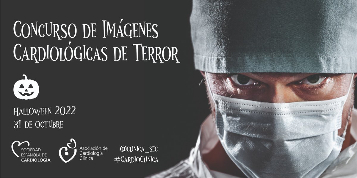 🏆Concurso Imágenes Cardiológicas Halloween 2022🎃 📅 31 de octubre. 👻 Temática terror. 📝 Participación libre. 🥇 Premios terroríficos. 👩‍⚖️ CardioTwiteros @clinica_sec ¡Mañana os indicaremos como participar gratuitamente a través de vuestra cuenta de Twitter! #CardioClinica