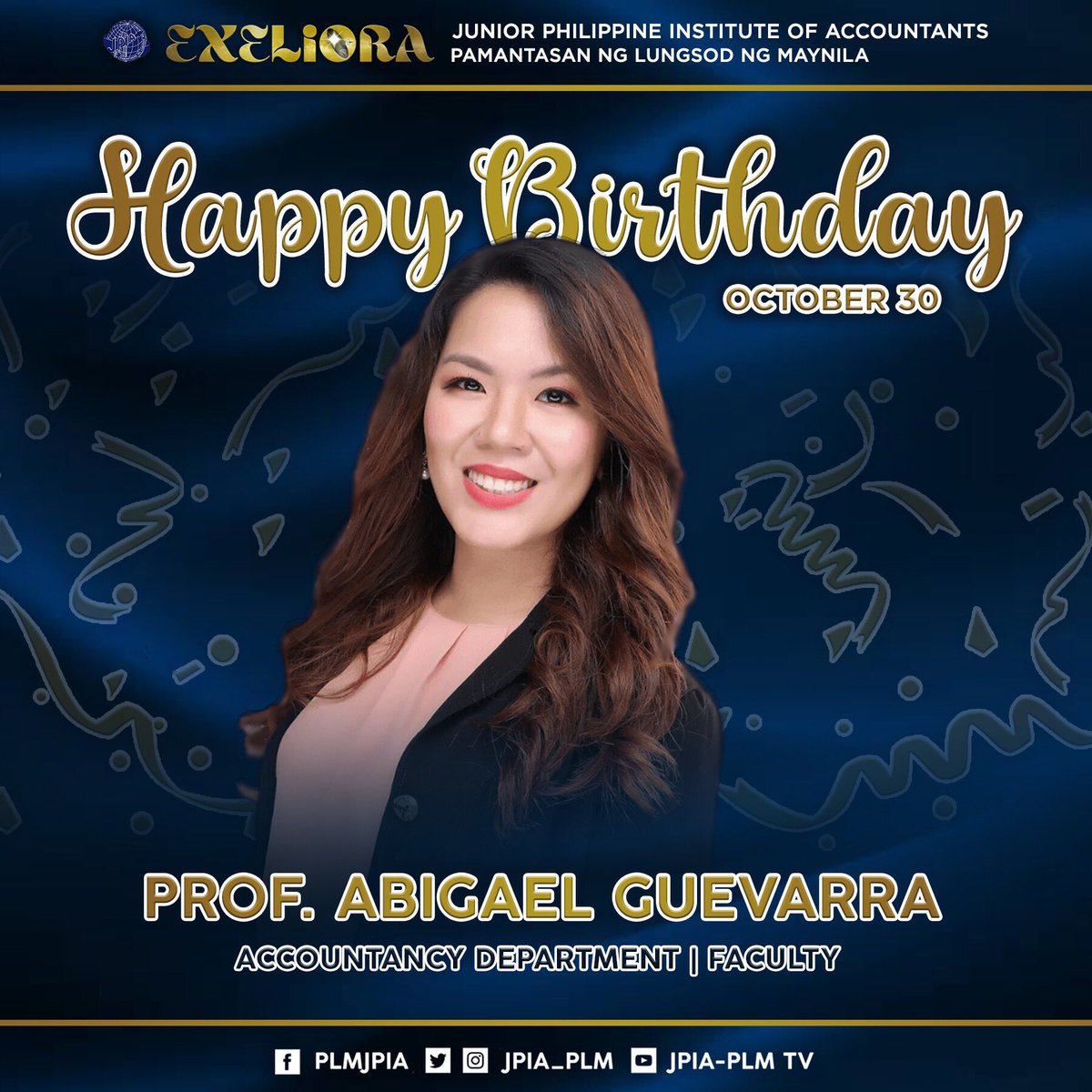 jpia_plm's tweet photo. May you be continually showered with blessings like a mellow rain because you deserve it. The PLM JPIAn community altogether celebrates with you warmly despite the cold weather. We wish you a very happy birthday, Ma'am Abi!
#Exeliora
#JPIAPLM35
#KeepTheFireBurningBlue https://t.co/wuCCy0TgnY
